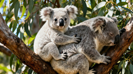 Koala mother and child