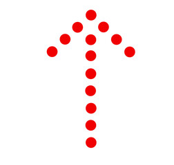 dot red arrow icon isolated on white background