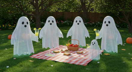 Halloween Pumpkin Patch Picnic Hosted by Cheerful Ghost Figures