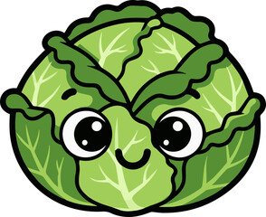 Fototapeta premium Illustration of Smiling Cabbage