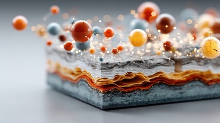 Earth cross-section diagram showing oil layers and minerals scientific visualization digital art abstract concept