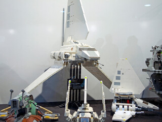 Fototapeta premium Detailed LEGO Star Wars Lambda-Class T-4a Imperial Shuttle Model Display