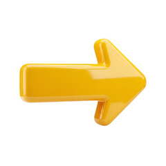 A yellow arrow pointing to the right isolated on transparent background