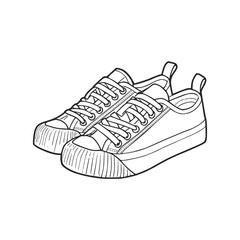 Sneakers, Sport shoes. Hand drawn style. Outline doodle isolated on white background. Vector illustration