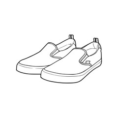 Sneakers, Sport shoes. Hand drawn style. Outline doodle isolated on white background. Vector illustration