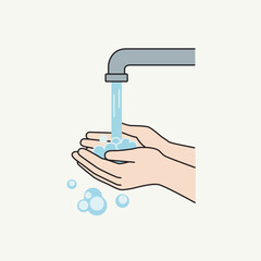 Hand Washing Illustration – Hygiene, Clean Hands, Health and Safety Awareness Vector Design