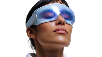 Serene Eye Care: A tranquil woman with an eye mask, embracing a moment of serenity, symbolizing relaxation, and well-being.