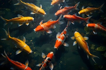 koi fish swimming in a pond