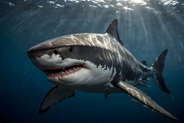great white shark in the sea