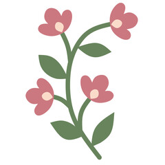 Minimalist Pink Blossoms on Green Branch Illustration