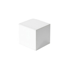 Simple white cube isolated on transparent background for design and visual communication