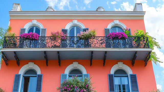 Colorful Historic Building in the New Orleans French Quarter.