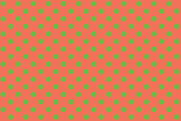 polkadot background colour Coral and Green