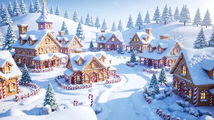 Gingerbread Village Scene in Winter Wonderland - Powered by Adobe