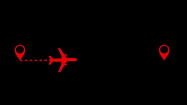 Animated Flight Route Showing Travel from One Point to Another (Return to base flight or Air Turn Back or ATB).