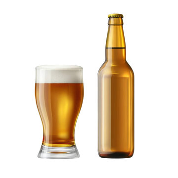 AI Image A golden elixir in a glass alongside an untouched bottle capturing the essence of brew