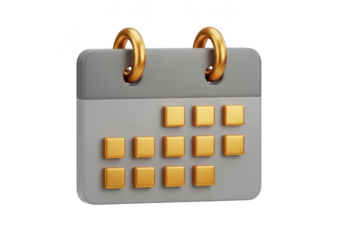 3d calendar icon isolated on transparent background