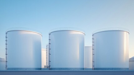 Sustainable jet fuel blending facility with multiple storage tanks and clean environment.