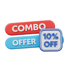 Combo offer with 10 off isolated on transparent background
