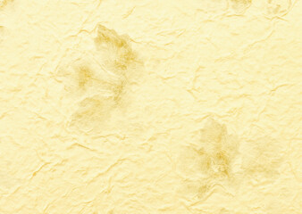 Yellow paper with dry leaves pattern background, blank yellow paper texture background