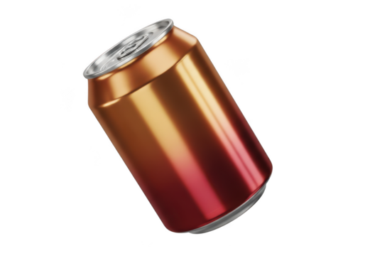 Metallic soda can isolated on transparent background
