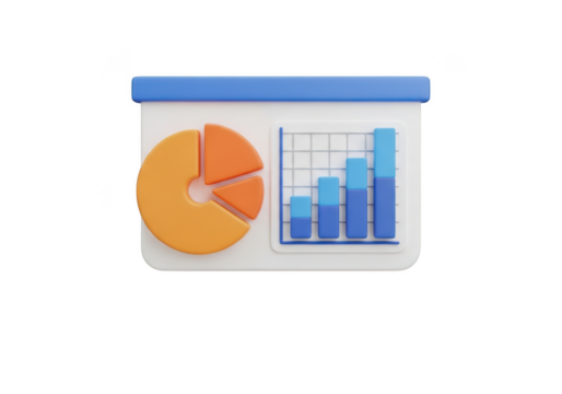 Business analytics chart isolated on transparent background