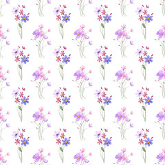 Seamless pattern, floral minimalist background with watercolor flowers. Repeat fabric wallpaper print texture. Perfectly for wrapped paper, backdrop.