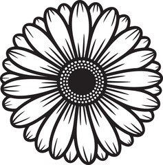 Simple black and white floral design element
