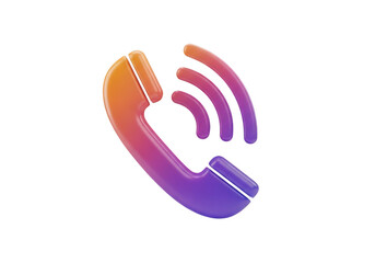 3d telephone receiver icon isolated on transparent background