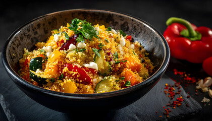 Delicious couscous dish with assorted vegetables