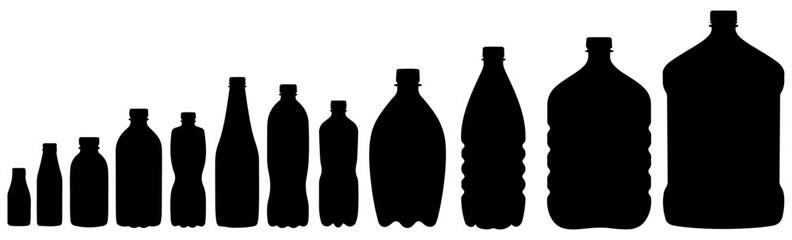 plastic bottle icons set for water and soda