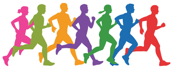 group of running athletes silhouette icon
