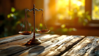 Scales of justice used for law firm branding legal services and ethical representation