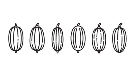 Hand drawn sketch of six stylized watermelons in a row vector