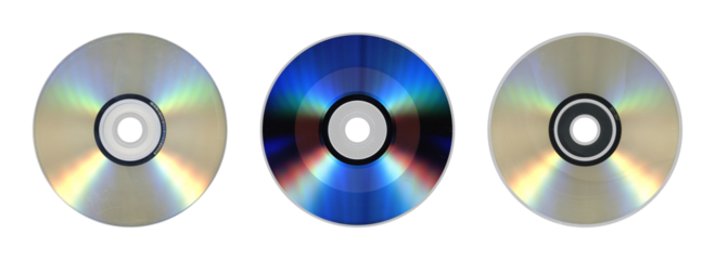 Set of Three CD Discs — Optical Media Trio on Transparent PNG
