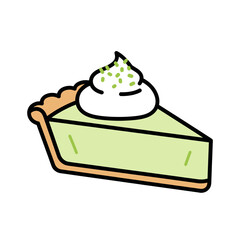 Delicious slice of key lime pie with whipped cream and sprinkles.