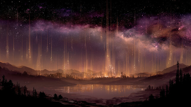  Conceptual banner of surreal sparks floating upward into galaxy cosmos wallpaper dark adventure vibe