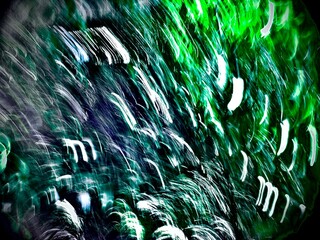 光と緑の流線 ― 抽象的なエネルギーのうねり