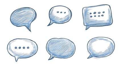 HandDrawn Speech Bubbles  Thought Icons for Communication Chat and Discussion Concepts Creative Sketch Style Dialogue Elements for Messaging and Idea Exchange