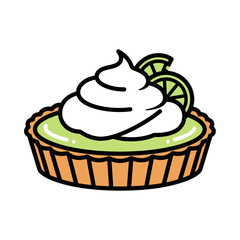 Delicious Key Lime Pie with Whipped Cream and Lime Slice.