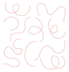 Hand drawn curve dotted line, Spiral dotted line hand drawn, Dotted lines path on white background