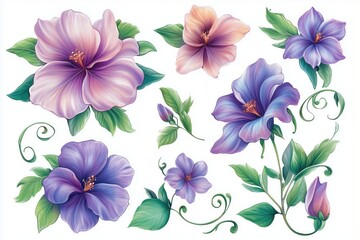 Hibiscus Blooms: A captivating collection of vibrant hibiscus blossoms, showcasing their delicate petals and intricate details. This image highlights the beauty and grace of these tropical flowers.