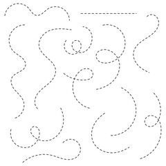 Hand drawn curve dotted line vector set. eps 10