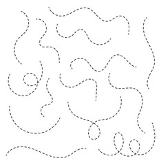 Hand drawn curve dotted line . dashed hand drawn squiggle loopy line set . vector icon .