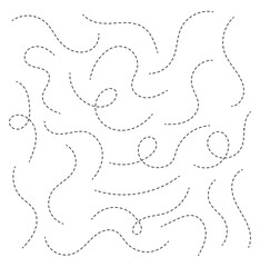 Hand drawn squiggle loopy line vector icon, abstract curved dotted line, abstract hand drawn dotted line collection. Dotted spiral curve line. Hand drawn curly border. Long squiggle dashed vector