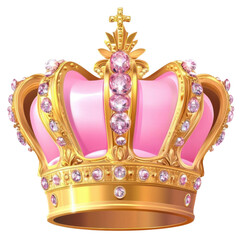 AI Image A digitally rendered ornate crown featuring a radiant pink interior and shimmering golden