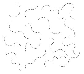 Hand drawn curve dotted line . dashed hand drawn squiggle loopy line set . vector icon .