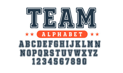 Team Sports Alphabet Editable Vector illustration Typography, easily editable.  