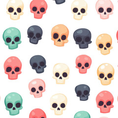 Fototapeta premium AI Image A whimsical patterned background featuring an array of colorful skulls against a dark