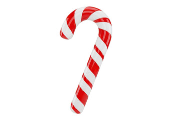 Obraz premium Red and white striped candy cane isolated on transparent background